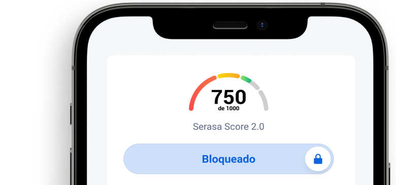 Celular com termômetro de pontuação Serasa Score