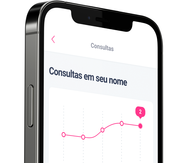 Celular com gráfico de consultas ao nome